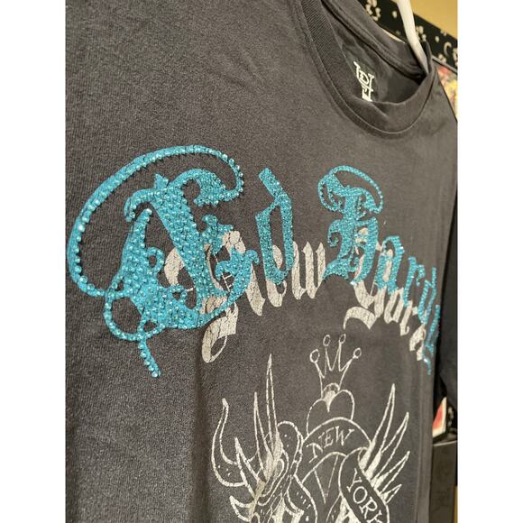 NWT Ed Hardy NYC Eagle Oversized Y2K Streetwear Short Sleeve Tee Charcoal Medium - Picture 5 of 8